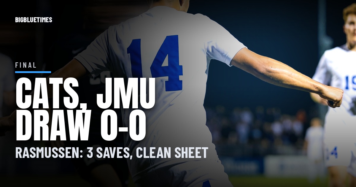 Rasmussen Pitches a Shutout as Kentucky Men's Soccer Holds James Madison to a 0-0 Draw | Big Blue Times card