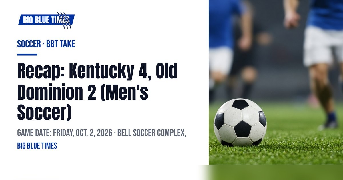 Recap: Kentucky 4, Old Dominion 2 (Men's Soccer) | Big Blue Times card