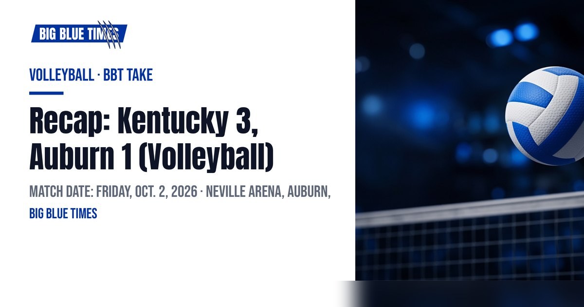 Recap: Kentucky 3, Auburn 1 (Volleyball) | Big Blue Times card